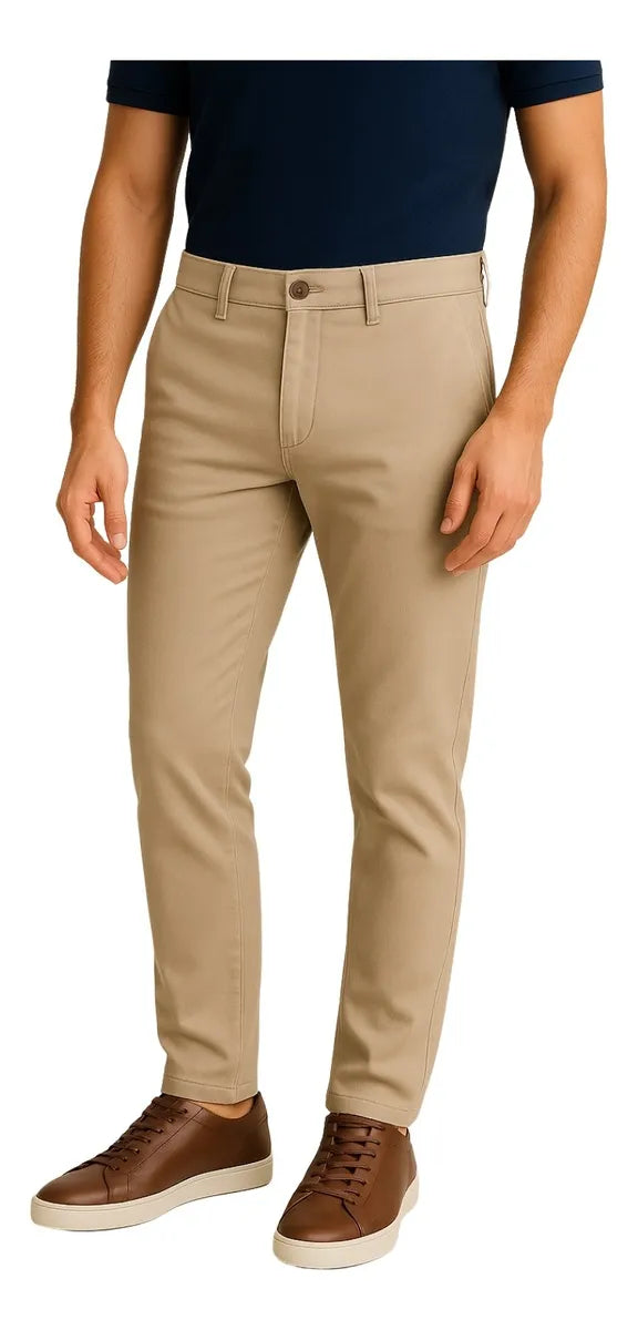 Calça Masculina Sarja Slim - Bege