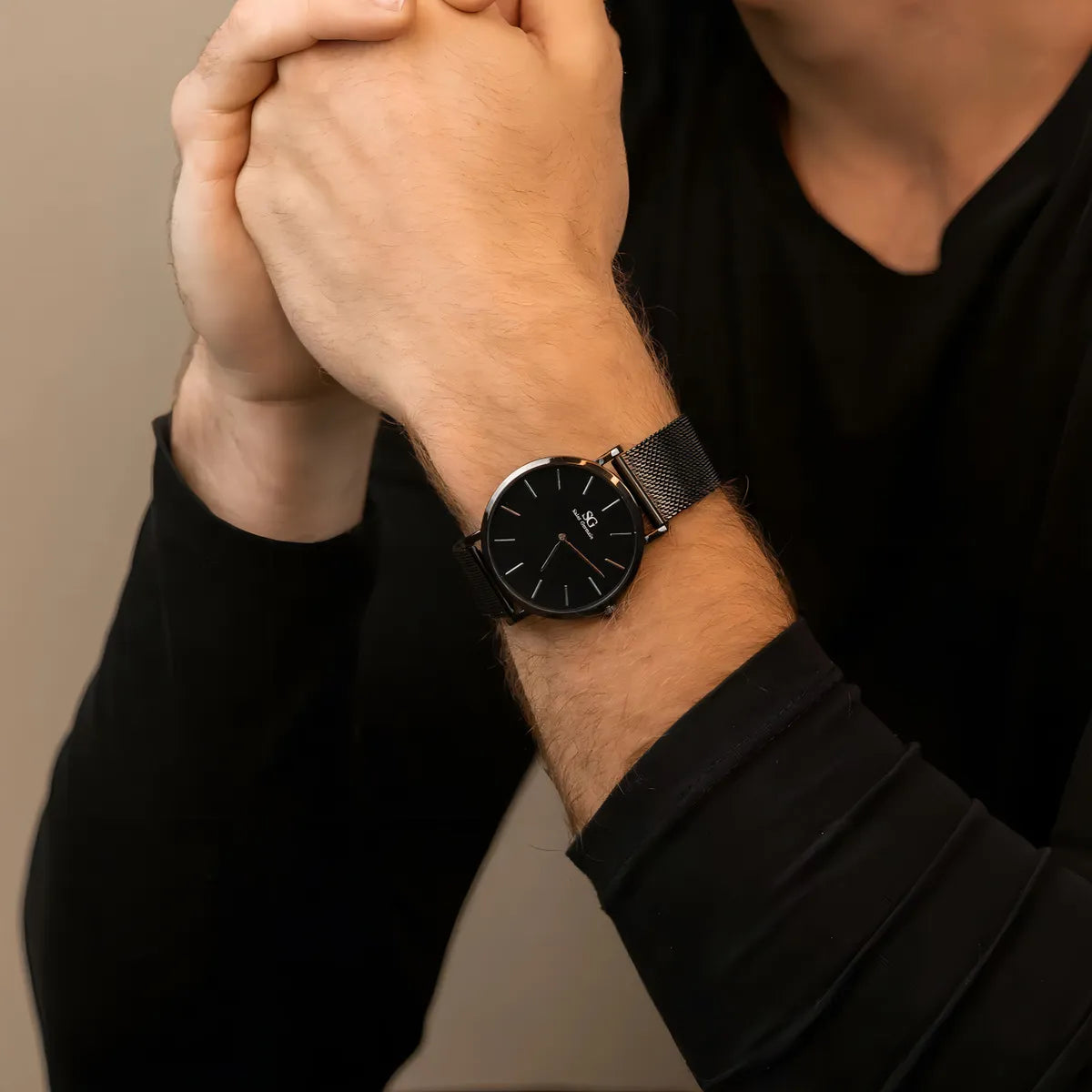 Relógio Masculino Preto Saint Germain Houston Full Black 40mm Fundo Preto