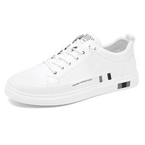 Sapatênis Masculino Flat de Couro Legítimo - Branco