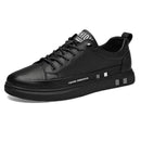 Sapatênis Masculino Flat de Couro Legítimo - Preto