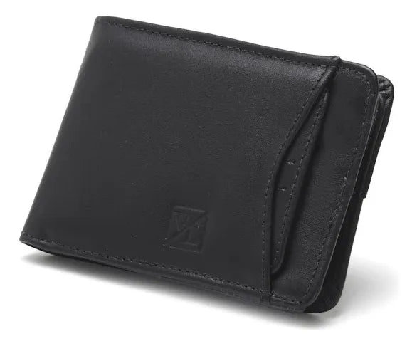 Carteira Masculina Couro Legítimo Delluxe Leather - Preta