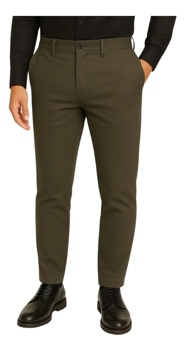 Calça Masculina Sarja Slim - Verde Militar