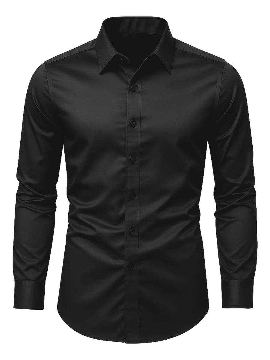 Camisa Social Masculina Slim Fit Delluxe Preta