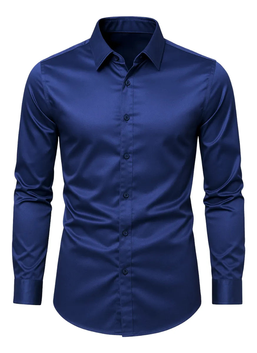 Camisa Social Masculina Slim Fit Delluxe Azul Marinho