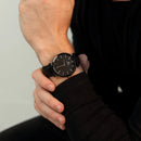 Relógio Masculino Couro Preto Saint Germain Murray Full Black 40mm Fundo Preto