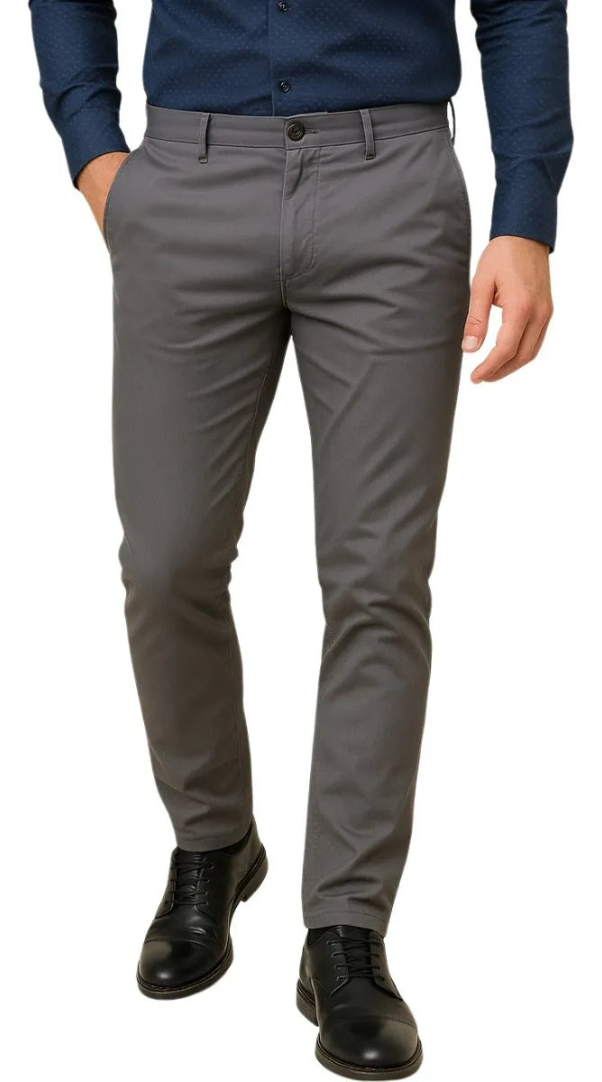Calça Masculina Sarja Slim - Cinza Escuro